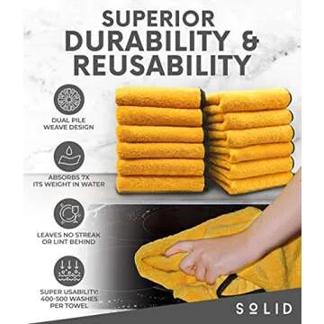 Solid Microfiber Cloth - Ultimate Cleaning Solution (Pack of 6)