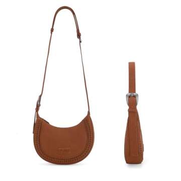 Wrangler Brown Half Moon Shoulder Bag for Women Trendy Shoulder Purse Western Crossbody Bag