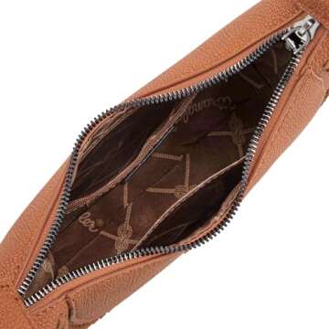 Wrangler Brown Half Moon Shoulder Bag for Women Trendy Shoulder Purse Western Crossbody Bag