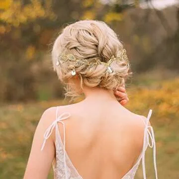 Hicarer Fairy Leaf Crown Headpiece Elf Ears Cuffs for Cosplay