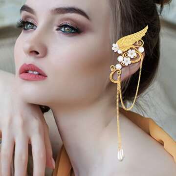 Hicarer Fairy Leaf Crown Headpiece Elf Ears Cuffs for Cosplay