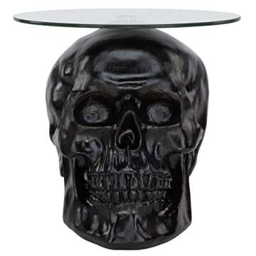 Gothic Skull Glass-Topped Table for Unique Home Decor