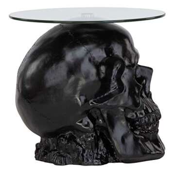 Gothic Skull Glass-Topped Table for Unique Home Decor