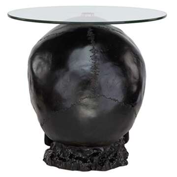 Gothic Skull Glass-Topped Table for Unique Home Decor