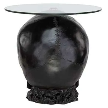 Gothic Skull Glass-Topped Table for Unique Home Decor