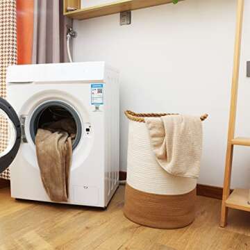 Homlikelan 58L Woven Laundry Basket - Boho Chic Utility Basket