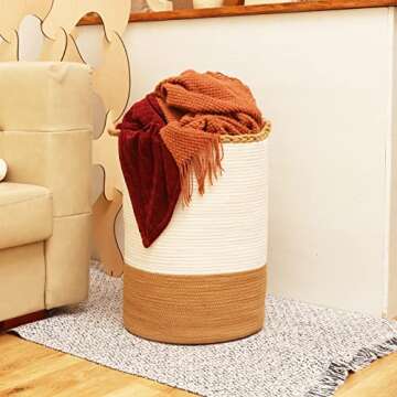 Stylish Homlikelan 58L Woven Laundry Basket for Home Organization