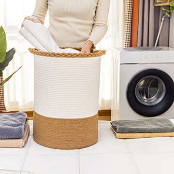 Stylish Homlikelan 58L Woven Laundry Basket for Home Organization