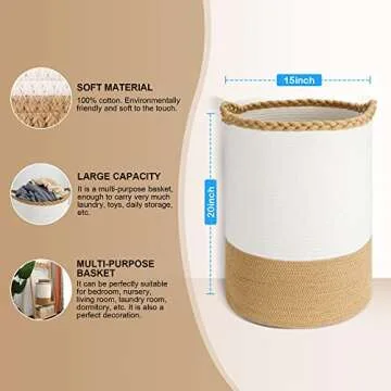 Stylish Homlikelan 58L Woven Laundry Basket for Home Organization
