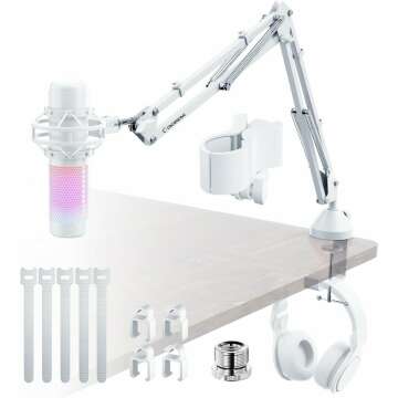 Adjustable Boom Arm Microphone - Foldable Desk Mount for Podcasting & Gaming