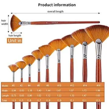 GACDR Fan Paint Brush Set of 9 Pcs, Professional Artist Acrylic Paint Brushes Set with Long Wood Han...