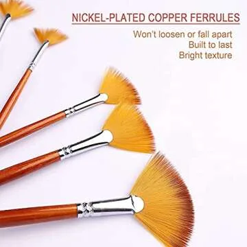 GACDR Fan Paint Brush Set of 9 Pcs, Professional Artist Acrylic Paint Brushes Set with Long Wood Handles Anti-Shedding Nylon Hair for Acrylic Watercolor Oil Painting,Rock Painting