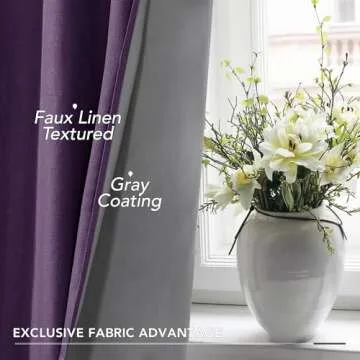 Deconovo Linen 100% Blackout Grommet Curtains for Bedroom and Living Room,Purple Grape,52x63 inches,2 Panels