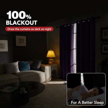 Deconovo Linen 100% Blackout Grommet Curtains for Bedroom and Living Room,Purple Grape,52x63 inches,2 Panels