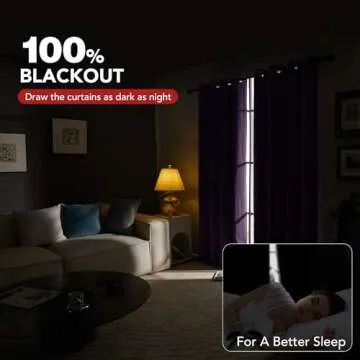 Deconovo Linen 100% Blackout Grommet Curtains for Bedroom and Living Room,Purple Grape,52x63 inches,2 Panels