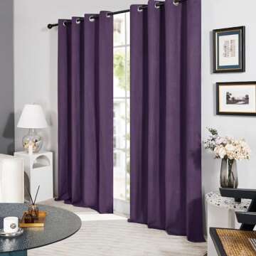 Deconovo Linen 100% Blackout Grommet Curtains for Bedroom and Living Room,Purple Grape,52x63 inches,2 Panels