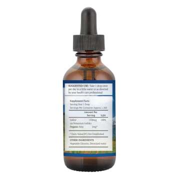 Liquid Iodine 0.3% Solution 2oz - Liquid Supplement with Organic Kelp - Kosher Vegan Iodide Drops Solution