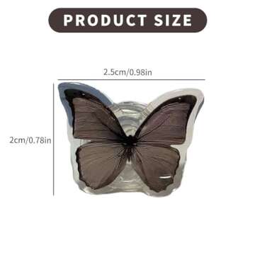 Butterfly Phone Grip, Nature Black Stand, Cute Cell Holder, Mobile with Transparent Base, Resin Folding, Elastic Phone Decoration, Swallowtail Butterfly, for Kickstand Universal Compatible