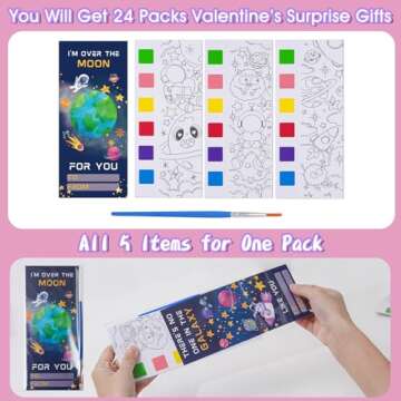 Valentines Day Gifts for Kids 24 Pack Valentines Day Cards with Watercolor Coloring Books for Boys Girls Watercolor Painting Book for Toddlers Valentine School Exchange Gift Classroom Party Favors
