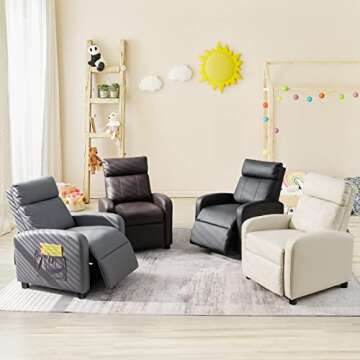 Costzon Kids Recliner Faux Leather Child Wood
