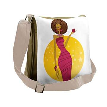 Lunarable Fashion Messenger Bag, American Model with Glass, Unisex Cross-body