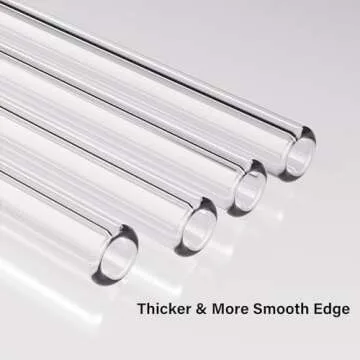 YUTRENN Reusable Glass Straws 8 Colorful Heart-Shaped Bent Straws with Cleaning Brushes, 8"x 0.3" Thick Clear Drinking Straw Set High Borosilicate Glass Drinking Straw for Tumblers 10 Pack Gift Wrap