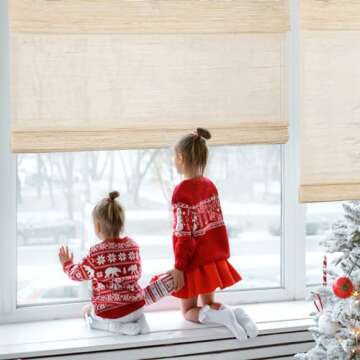 Yin Yang Cordless Blackout Bamboo Roman Shades - Custom Fit Window Blinds