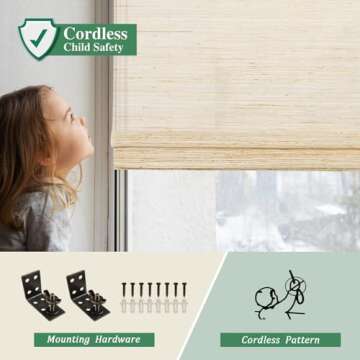 Stylish Cordless Bamboo Roman Shades for Any Room