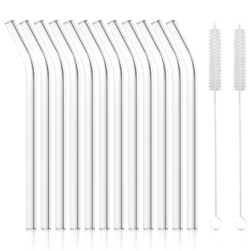 Antner Reusable Glass Straws - 12 Pack for Hot & Cold Drinks