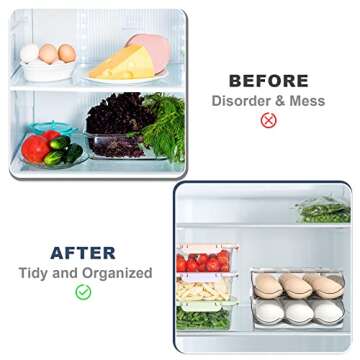 Lenwi Large Capacity Egg Holder for Refrigerator with 48 date labels,Egg Fresh Storage Box Automatic Rolling with Lid,36 Eggs Storage Container for Fridge Stackable,for Farm Household (2 Layers)