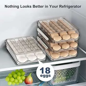 Lenwi Large Capacity Egg Holder for Refrigerator with 48 date labels,Egg Fresh Storage Box Automatic Rolling with Lid,36 Eggs Storage Container for Fridge Stackable,for Farm Household (2 Layers)