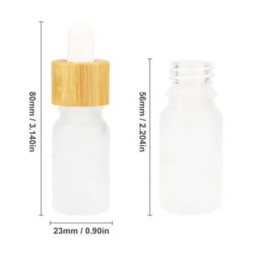4 Pack Frosted Glass Dropper Bottles,Essential Oil Bottles With Eye Dropper And Bamboo Lids Perfume Sample Vials Essence Liquid Cosmetic Containers (10ml/0.3oz)