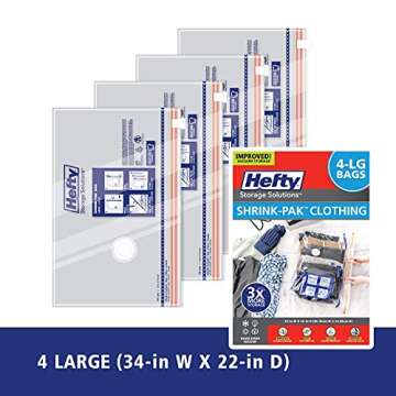 Hefty Shrink-Pak Vacuum Storage Bags – For Clothes, Pillows, Towels, Blankets & More – Space Sav...
