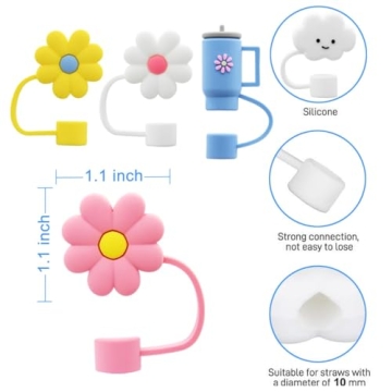Cute Flower Straw Cover Caps for Stanley Cups | Silicone