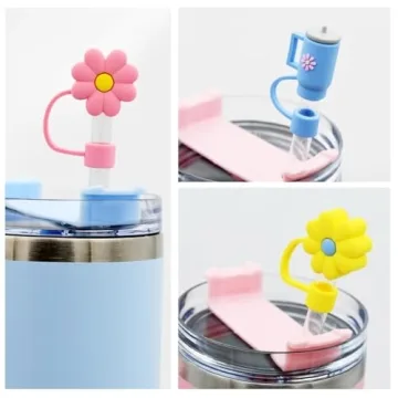 Cute Flower Straw Cover Caps for Stanley Cups | Silicone