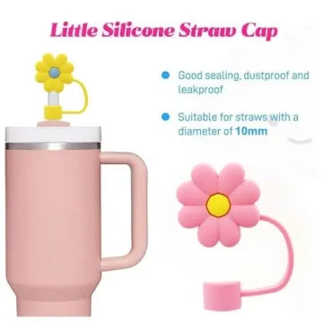 Cute Flower Straw Cover Caps for Stanley Cups | Silicone