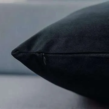 JUSPURBET Black Euro Velvet Throw Pillow Covers 26x26 inch Set of 2 for Living Room Couch Sofa Bedroom Decorative Square Solid Soft Cushion Cases with Invisible Zipper