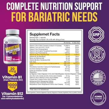 ProCare Health Bariatric Multivitamin with Iron 45mg (90 Easy to Swallow Capsules) - Post Op Bariatr...