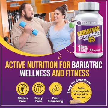 ProCare Health Bariatric Multivitamin with Iron 45mg (90 Easy to Swallow Capsules) - Post Op Bariatric Vitamins for Gastric Bypass Pills for Sleeve Patients, Sustain Recovery & Energy (3 Month Supply)