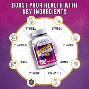 ProCare Health Bariatric Multivitamin with Iron 45mg (90 Easy to Swallow Capsules) - Post Op Bariatric Vitamins for Gastric Bypass Pills for Sleeve Patients, Sustain Recovery & Energy (3 Month Supply)