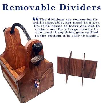 Personalized Wood Beer Caddy with Bottle Opener and Magnetic Bottle Cap Catcher. Handmade Rustic Wooden Six Pack Tote/Carrier - Boxed Split Monogram with Est. Date