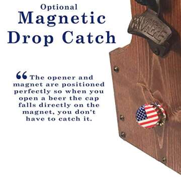 Personalized Wood Beer Caddy with Bottle Opener and Magnetic Bottle Cap Catcher. Handmade Rustic Wooden Six Pack Tote/Carrier - Boxed Split Monogram with Est. Date