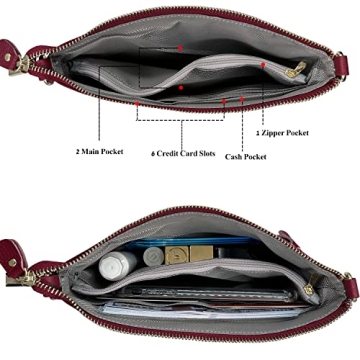 Beurlike Leather Wristlet Wallet Clutch for Women on the Go