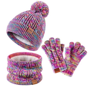 Kids Winter Hat Gloves Scarf Set - Cozy Rainbow Accessories for Toddlers