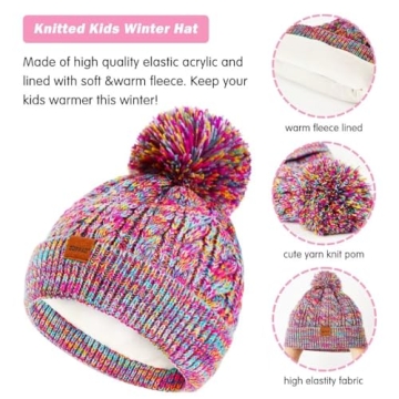 Rainbow Kids Winter Hat and Scarf Set for Toddlers