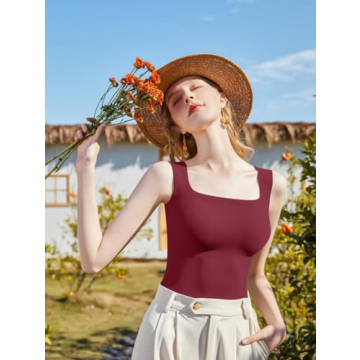 Stylish HYZ Women’s Ribbed Sleeveless Crop Tops in Black & Wine Red