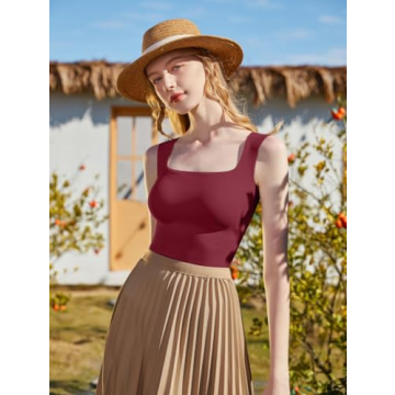 Stylish HYZ Women’s Ribbed Sleeveless Crop Tops in Black & Wine Red