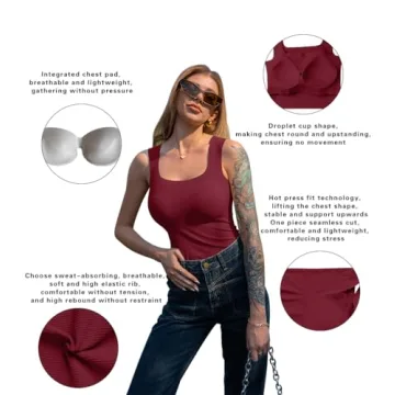 Stylish HYZ Women’s Ribbed Sleeveless Crop Tops in Black & Wine Red