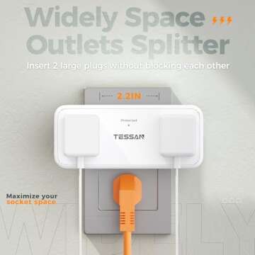 Multi Plug Wall Outlet, TESSAN 4 Outlet Extender with 3 USB (1 USB C), Multi Plug Surge Protector 900J, Multiple Wall Charger for Home Office Dorm Room Essentials, White