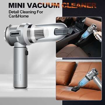 PeroBuno Car Vacuum Cleaner High Power- 18KPa Powerful- 35 Mins Runtime- 3 Gear- 2 in 1 Compressed A...